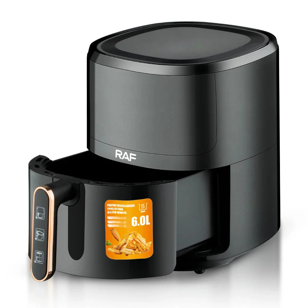 Friteuza cu Aer Cald - Air Fryer R.5330 - 6L, Control Tactil, cu functie AirCrisp, 1500W, Negru