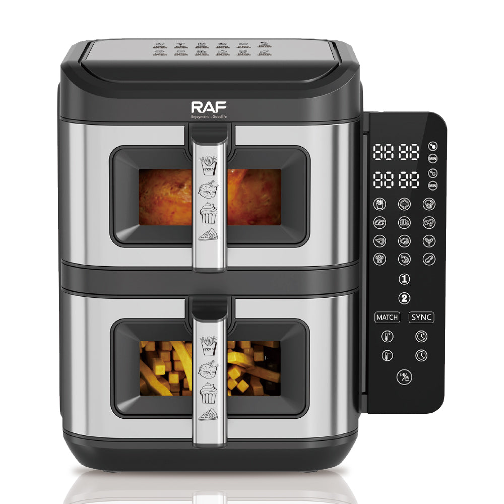 Friteuză cu Aer Cald, Digitală RAF R.5280, 12L (6L+6L), 2800W, Dublu Coș, Display Tactil