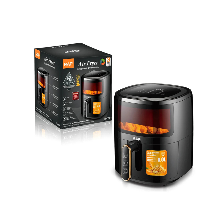 Friteuza cu Aer Cald - Air Fryer R.5330 - 6L, Control Tactil, cu functie AirCrisp, 1500W, Negru