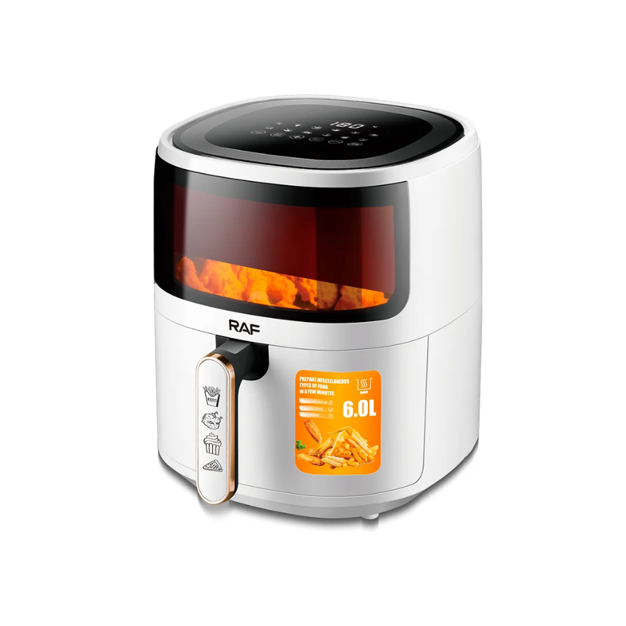 Air Fryer RAF 5330W - Friteuza cu Aer Cald, Fara Ulei, Capacitate 6L, 1500W, Alb