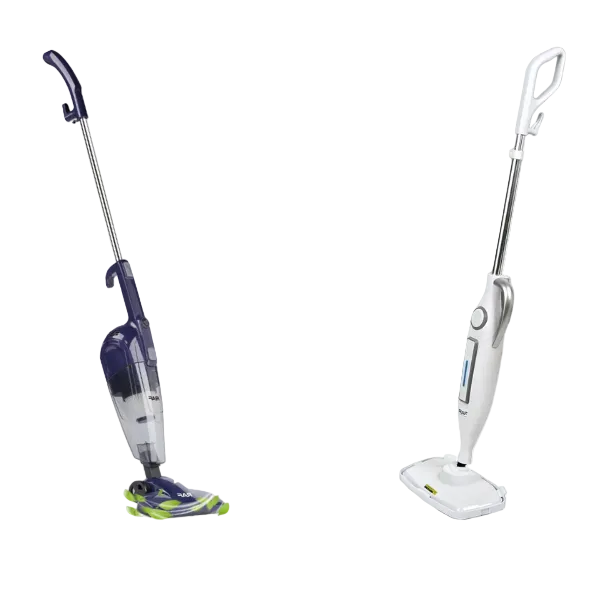 Pachet Aspirator Vertical 2-în-1 RAF R.8673BK, Fără Sac, Putere Mare de Aspirare, Negru + Mop cu Abur Electric RAF R.8772, 1250W, cu 7 Capete