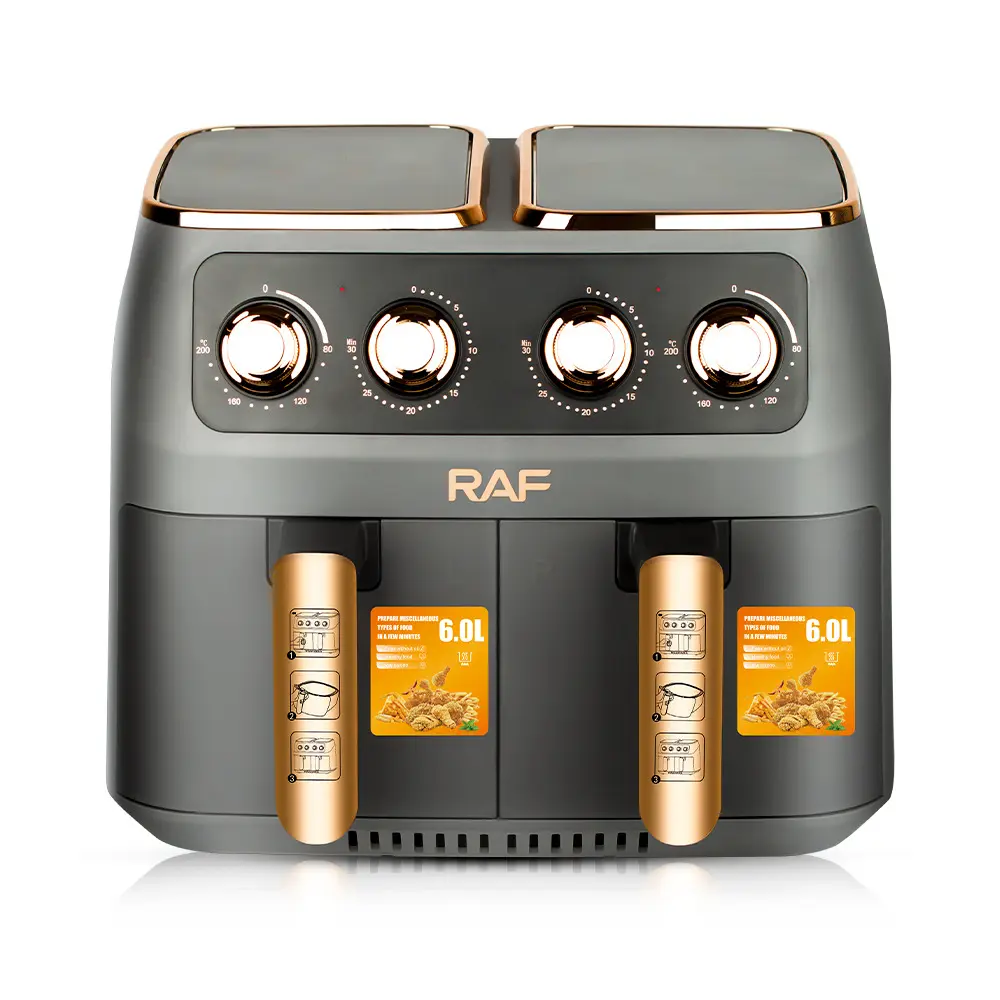 Air Fryer RAF 5236 - Фритюрник със сензорен екран XL, 2 двойни кофи, двойна врата, капацитет 12L