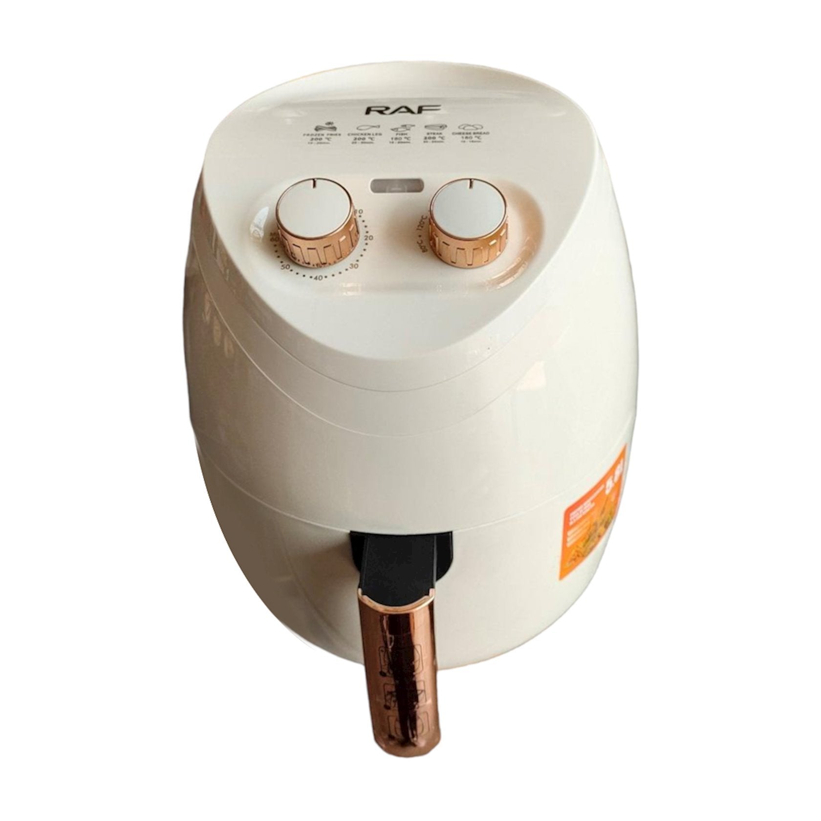 Въздушен фритюрник RAF 5232W - Фритюрник с горещ въздух, без масло, капацитет 5,8 л, 1500 W, бял