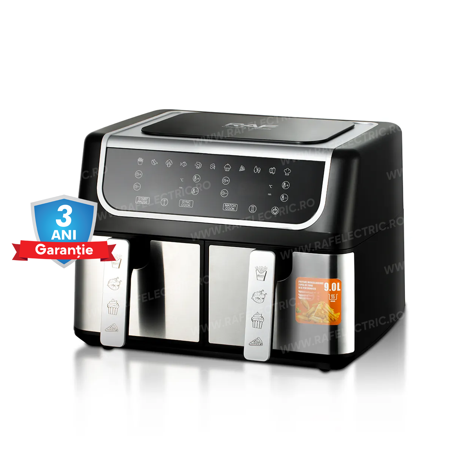 Въздушен фритюрник RAF 5262 - Фритюрник с горещ въздух, без масло, капацитет 9 л, 1700 W