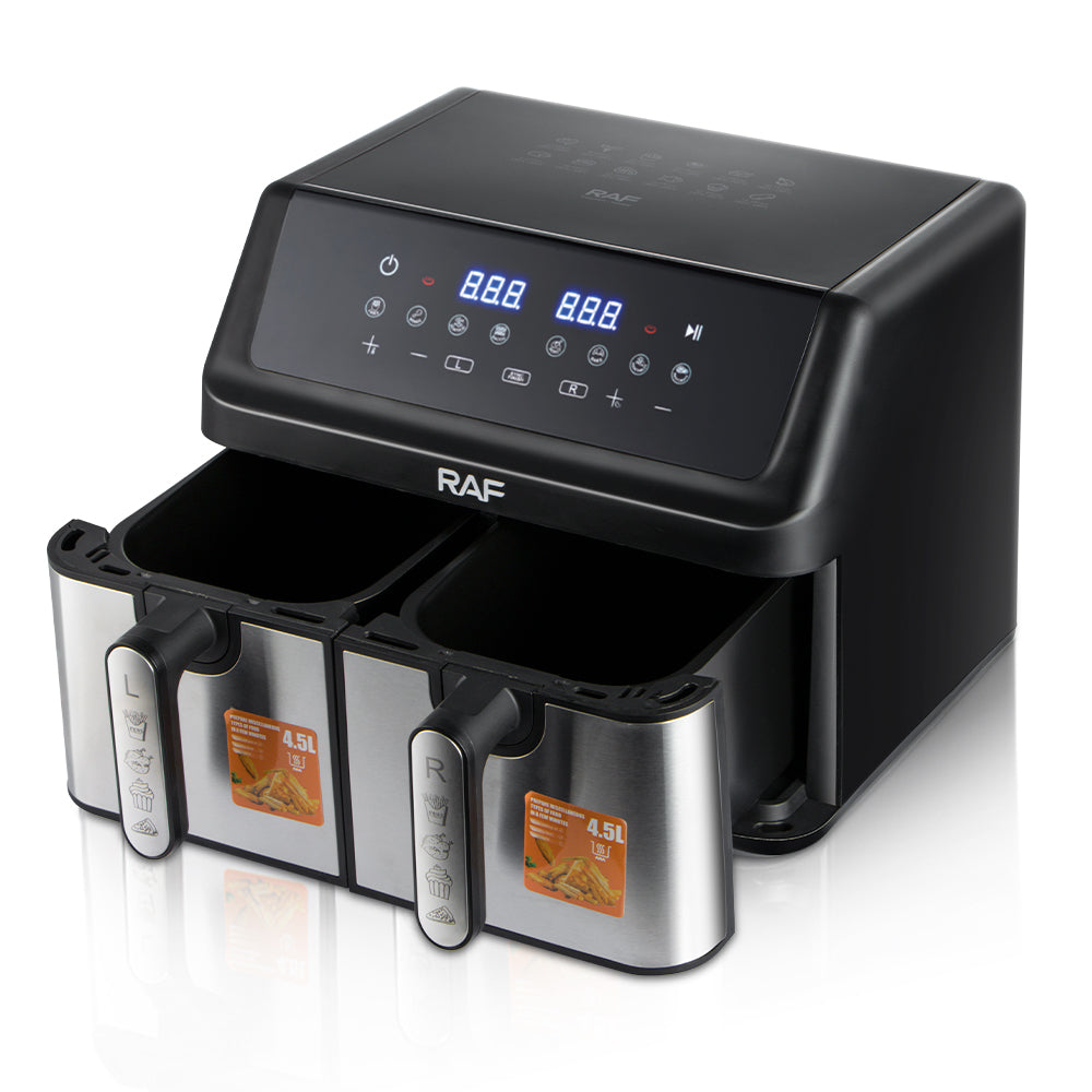 Friteuză cu Aer Digitală RAF R.5382, 10L (5L+5L), Dublu Coș, Control Tactil