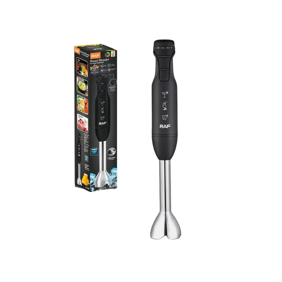 Blender Vertical de Mână, RAF R780, 1500W, 12000 RPM, 4 Lame din Oțel Inoxidabil, 42x6 cm